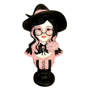 Bella Lux Halloween Witch Bust Statue 15x8 Posh Pink & Black New